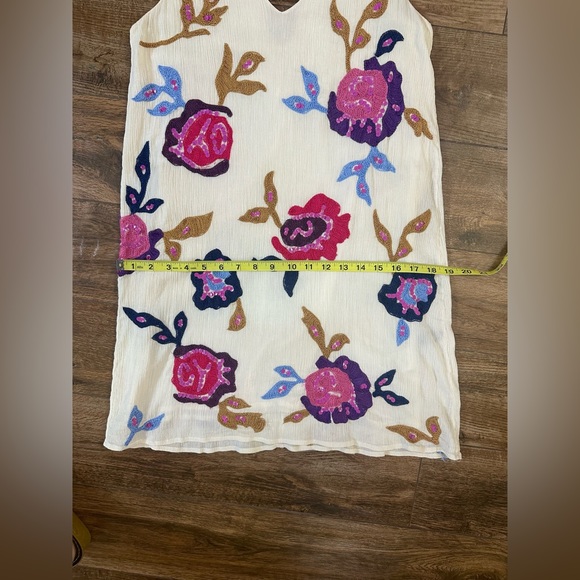 Free People Embroidered Shift Dress, Boho Embroidered Flowers Dress Small - Picture 5 of 10